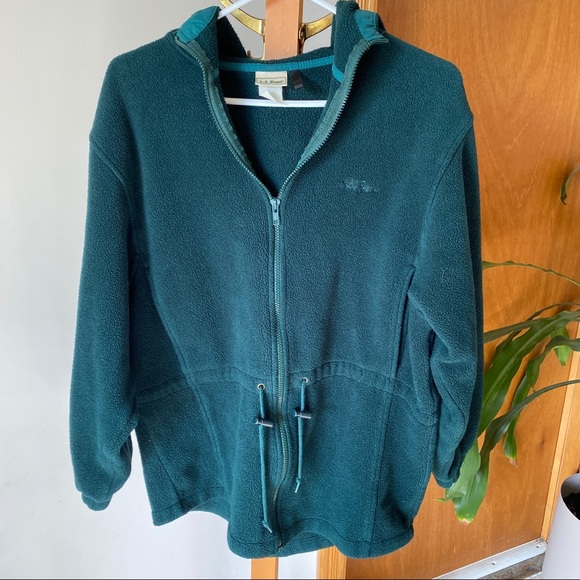 LL Bean Forest Green Fleece Zip-Up - Picture 1 of 9